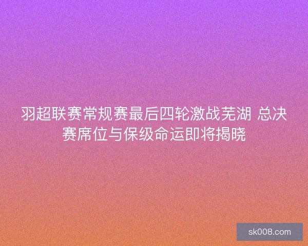 羽超联赛常规赛最后四轮激战芜湖 总决赛席位与保级命运即将揭晓